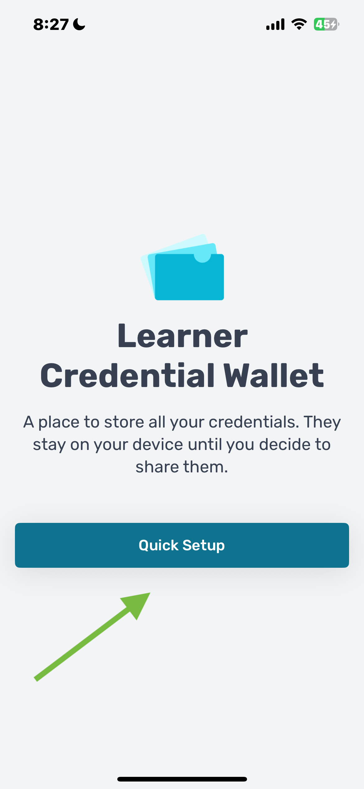 Creating Wallet screen